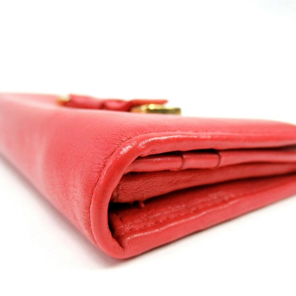 Auth PRADA purse ribbon motif orange leather Auth used - Picture 7 of 9